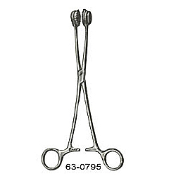 CHILD INTESTINAL HOLDING FORCEPS, RUBBER JAW, BOX JOINT 10 INCHES (25CM)