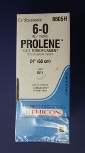 PROLENE 6/0 BLUE 60CM 3/8Circle 9.3MM RoundBody BV-1 Needle
