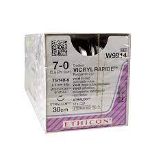 VICRYL RAPIDE 7/0 VIOLET 30CM 3/8CIRCLE 6.5MM SPATULATED CUTTING TG140-8 NEEDLE