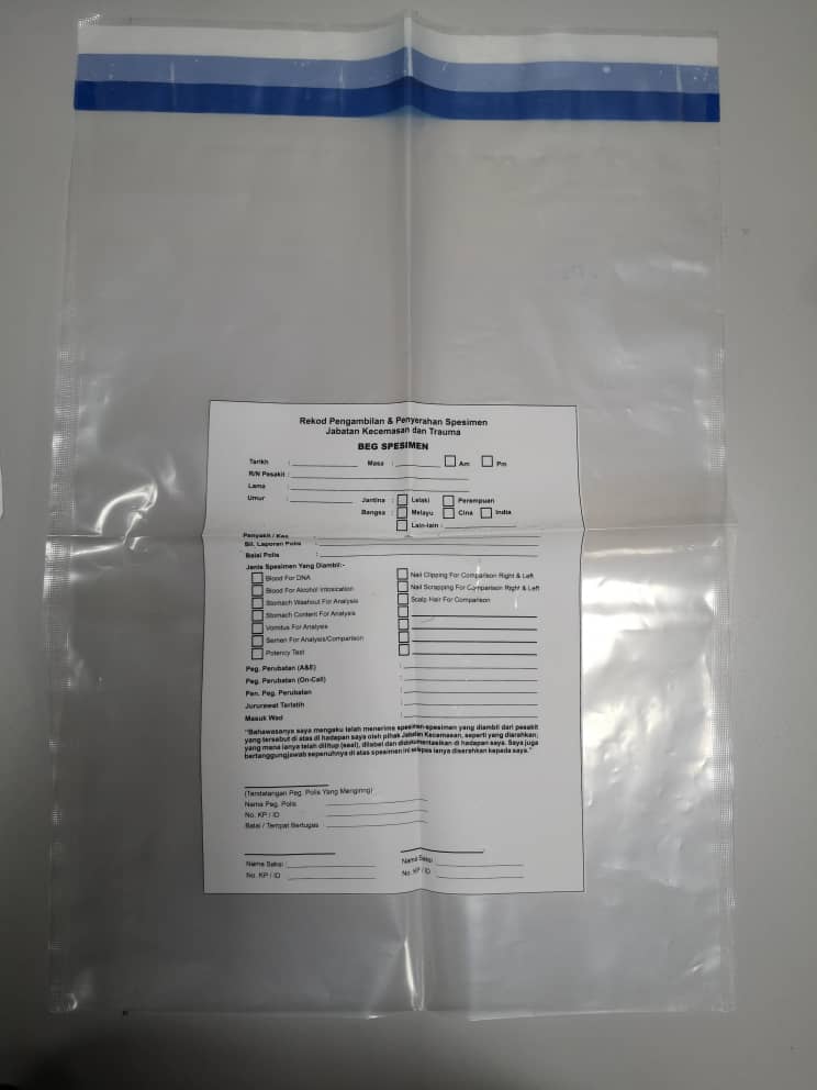 LDPE TRANSPARENT DOUBLE SEALING SIDE SEAL BAG WITH TAMPER EVIDENT TAPE 50CM x 34CM x 0.09MM