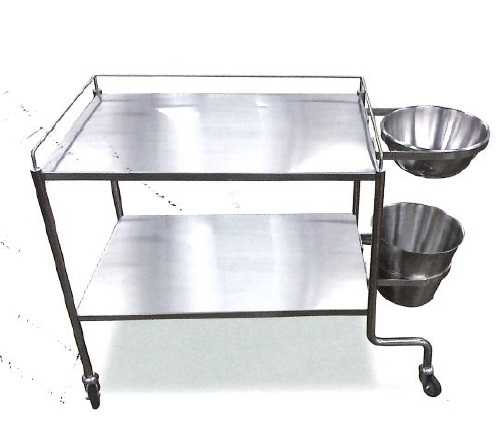 STAINLESS STEEL POP TROLLEY - 2 TIERS WITH BOWL & BUCKET (MS-8210)