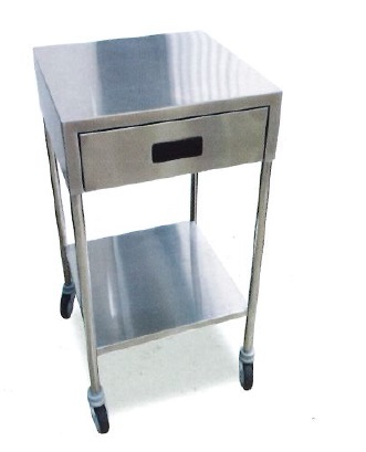 STAINLESS STEEL DRESSING TROLLEY 1 DRAWER AND 1 SHELF (MS-8250)