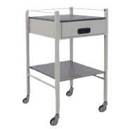 MILD STEEL DRESSING TROLLEY W 1 DRAWER AND 1 STAINLESS STEEL SHELF