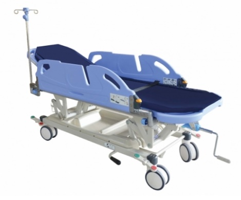 PATIENT TRANSPORT TROLLEY -PP SIDE RAIL, ALL WHITE (MPT-400-1)