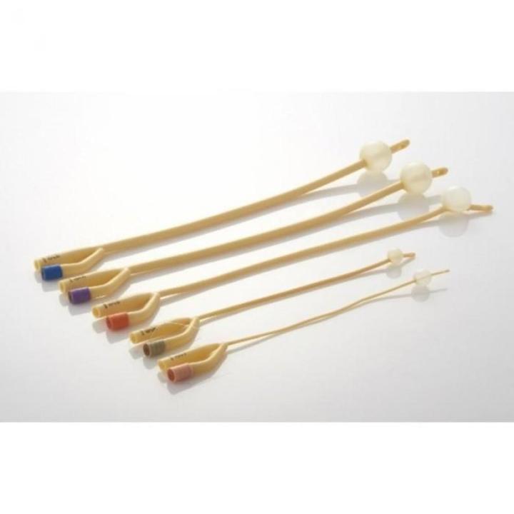 2 WAY LATEX FOLEY CATHETER, SILICONE COATED, HARD VALVE (3-5ML) 14 FR