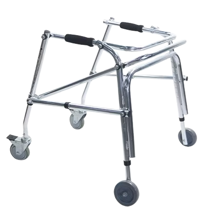 ALUMINUM FOLDABLE HEIGHT ADJUSTABLE CHILDREN REVERSE WALKER ROLLATOR  
