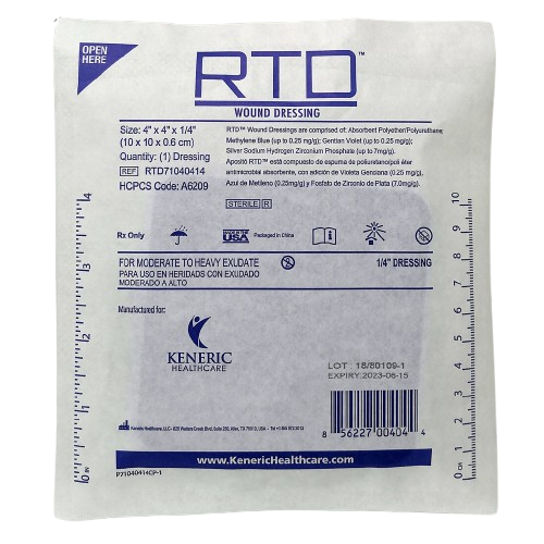 RTD WOUND DRESSING (FOAM) SIZE 4&rdquo; x 4&rdquo; x &frac14;&rdquo;