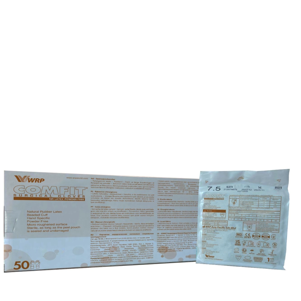 COMFIT LATEX SURGICAL GLOVES POWDER FREE, STERILE 